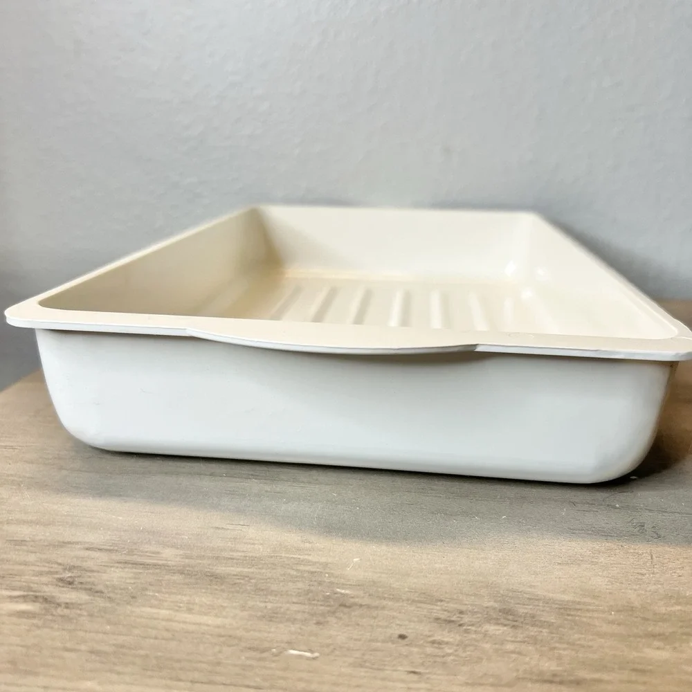 Vintage Tara Products Microwave‎ Baking Dish Crèam w/ Floral Brown 13.5